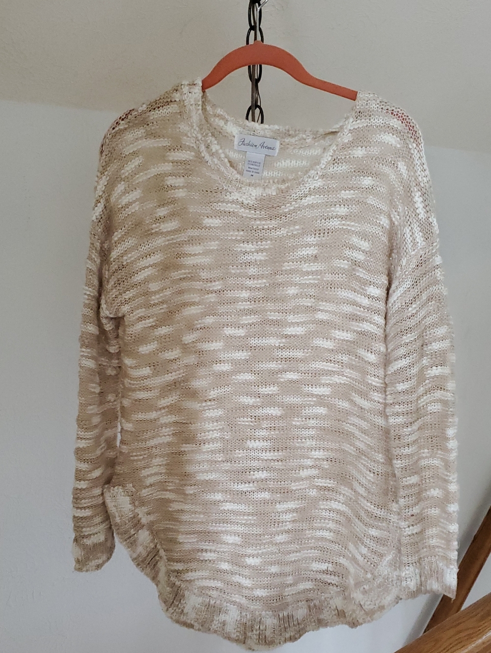 Cream & Tan Marled Crewneck Sweater